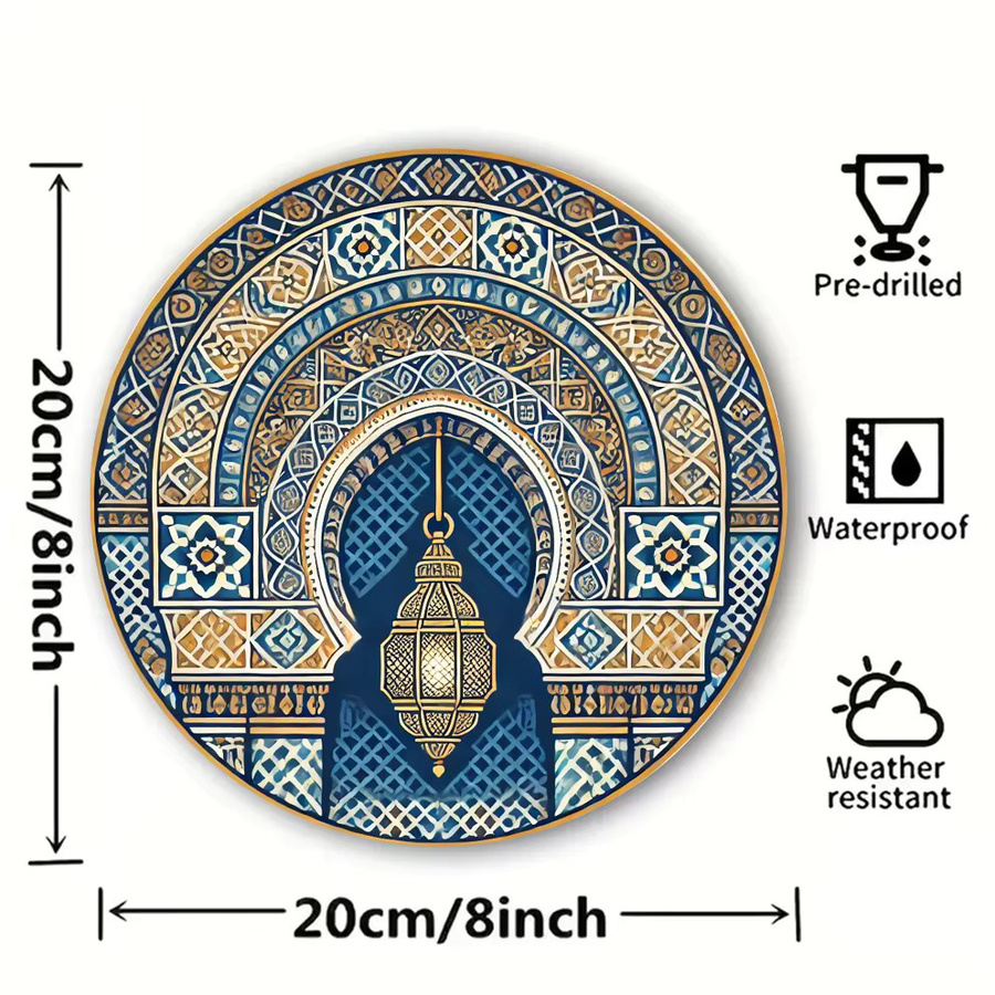 Potdemiel Marokkanische Geometrische Metallwandkunst in Blau und Gold mit Vintage-Eisen-Finish - Bild 2