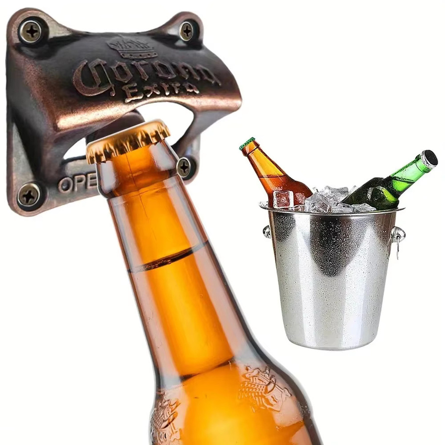 Retro Wand-Bieröffner aus Metall in Bronze und Braun für Bar und Küche - Bild 3