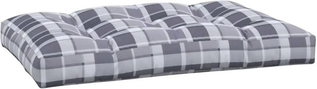 vidaXL Palettenkissen Grau Karomuster aus Polyester, B/T/H: 120 x 80 x 12 cm - Bild 1