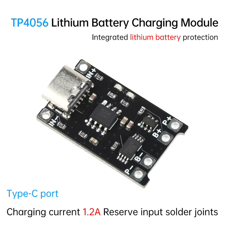Aideepen TP4056 Lithium-Batterie-Lademodul mit Schutzfunktion für 18650 Akkus, Schwarz - Bild 2