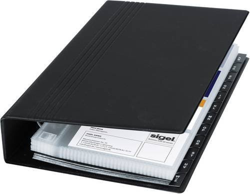 Sigel VZ300 Visitenkartenringbuch aus Kunststoff in Schwarz Matt, B: 14,7 cm, H: 26,5 cm, T: 4,4 cm - Bild 1
