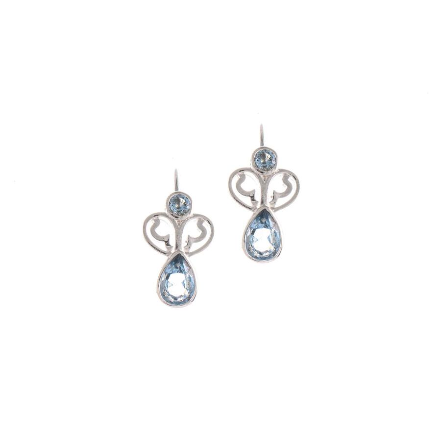 Ohrringe Bouton 925 Silber, Zirkonia, hellblau, Damen - Bild 1