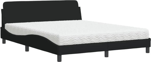 vidaXL Bett mit Matratze in Schwarz aus Stoff und Sperrholz, B/T/H: 160 x 200 x 165 cm - Bild 1