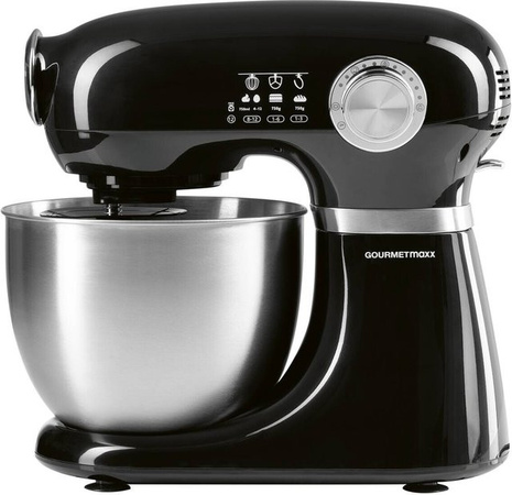 GOURMETmaxx Küchenmaschine in Schwarz mit Edelstahl-Elementen