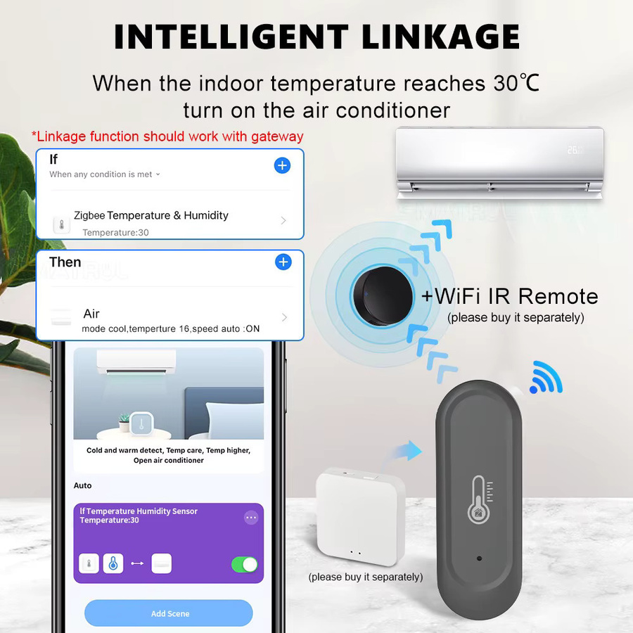 Tuya Zigbee Temperatur und Feuchtigkeit Sensor für Indoor oder IP65 Wasserdicht Outdoor, kompatibel mit Alexa und Google Home - Bild 2