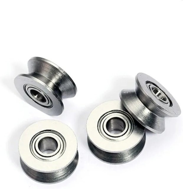 10er Set WHOOPEE Drahtführungsschienen mit V-Nut und Miniaturlagern in Silber - Bild 1