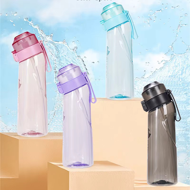 LUSQI Luft aromatisierte Wasserflasche mit 7 Geschmackspulvern, Sport-Strohbecher aus BPA-freiem Tritan, Blau, 650 ml - Bild 2