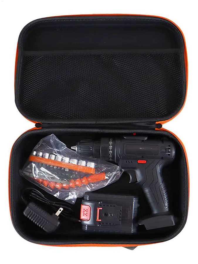 Tragbare Aufbewahrungstasche für elektrische Bohrmaschinen aus Oxford-Stoff in Schwarz, stoßfester Hardware-Organizer für Elektriker, B/T/H: 31,0 x 21,0 x 8,0 cm - Bild 7