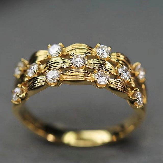 Huitan Ring, Gold, Zirkonia, Damen, Verlobung - Bild 1