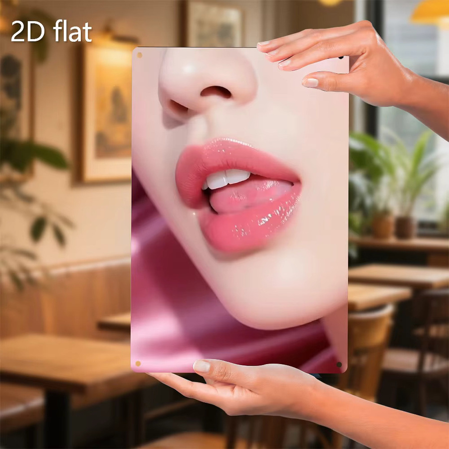 HELLOYOUNG Metallschild mit Lippen-Grafikdesign in Pink, wetterbeständiges Vintage-Wandkunst-Dekor aus Eisen für Zuhause, Bar oder Garten - Bild 4