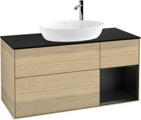 V&B Waschtischunterschrank Finion in Blau mit Eichenregal, Breite: 120 cm, Tiefe: 50,1 cm, Höhe: 50,1 cm - Bild 1