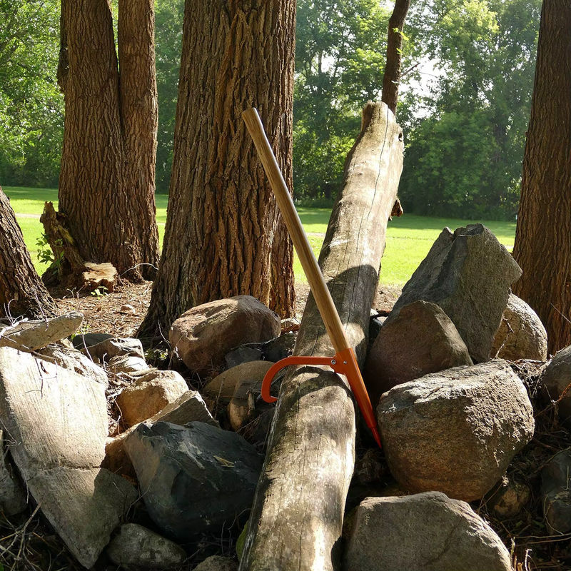 QDS Brennholz-Abzieher aus Edelstahl in Silber mit robusten abgeschrägten Haken für die Fällung und Holzbearbeitung - Bild 3