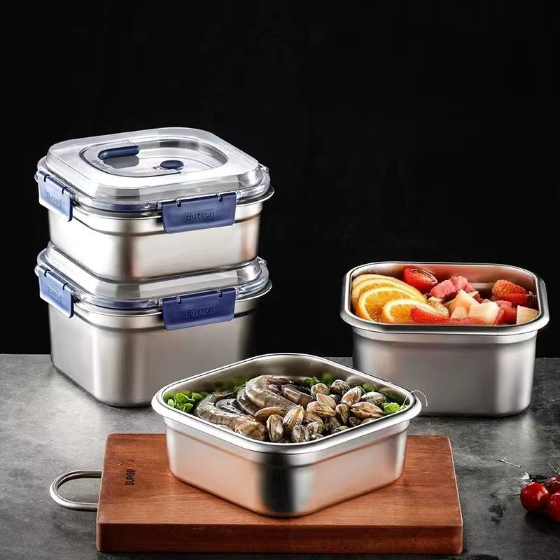 YUAYO Edelstahl Lunchbox Silber, luftdichte und auslaufsichere Bento-Box für Camping und Kühlschrank - Bild 2