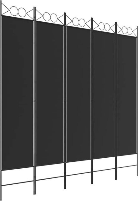 vidaXL Paravent 5-teilig Schwarz aus Stoff und Eisen B/H: 200 x 200 cm - Bild 1