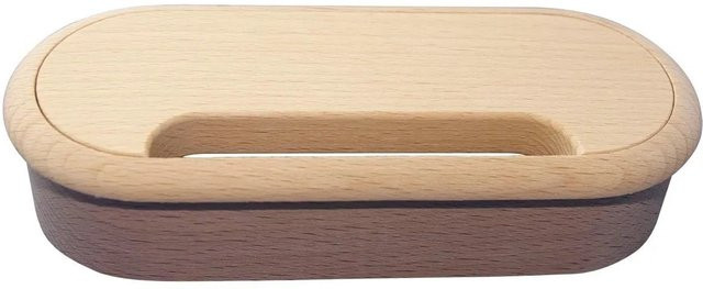 Alles im Griff Kabeldurchführung Oval in Buche, Farbe Beige, B: 14,3 cm, H: 5,7 cm - Bild 1