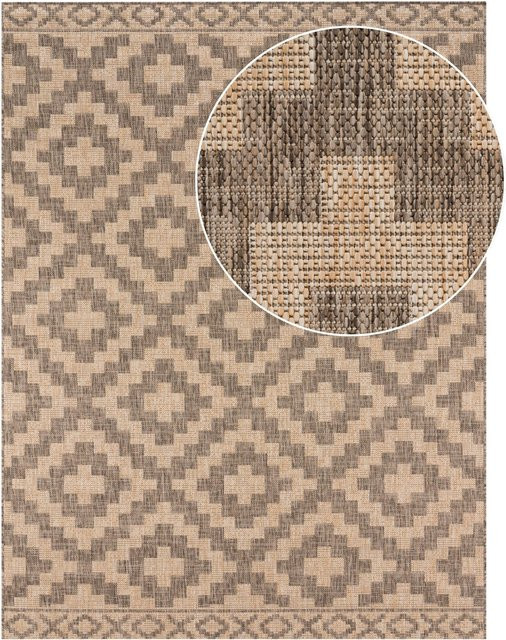 In- & Outdoor-Teppich Moderna in Beige mit Rautenmuster im Skandi-Stil, Breite: 60 cm, Tiefe: 100 cm - Bild 1