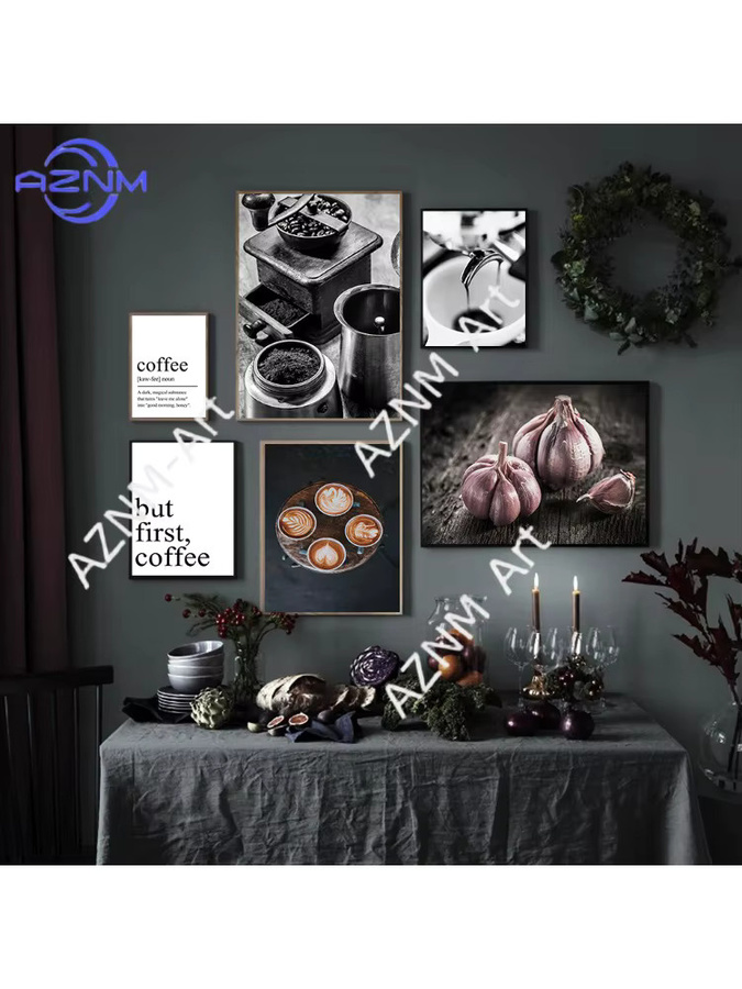 KAYOU Leinwandbild Küchenkunst Latte-Deko-Poster But First Coffee Zitatdruck Schwarz-Weiß Wandkunst für dein Esszimmer - Bild 6