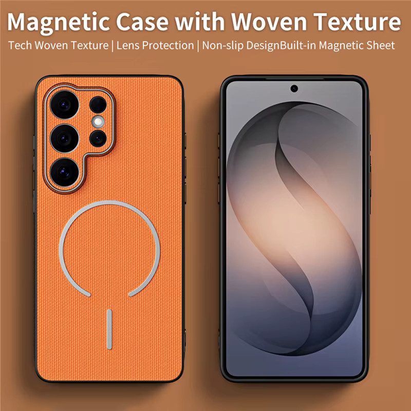 Magnetische Lederhülle mit Gittermuster für Samsung Galaxy S26 S25 S24 S23 FE S22 Plus Ultra A16 A17 A26 A36 A56 A37 A57 in Grün mit kabelloser Ladefunktion - Bild 6