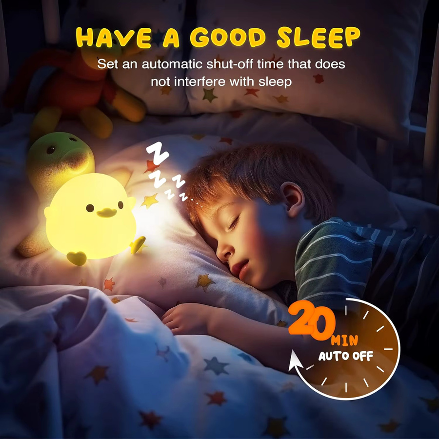 ZTree Enten-Nachtlicht aus Silikon, dimmbare DoDo-Entenlampe in Weiß, wiederaufladbare Touch-Nachttischlampe für Baby und Kinderzimmer mit warmweißem Licht - Bild 4