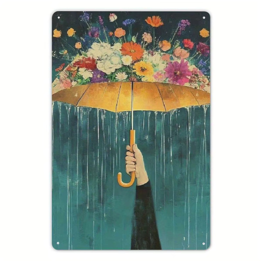 CIFBUY Vintage Floral Metall Blechschild mit Blumenmotiv, wetterfestes Wandschild im Retro-Design, B/H: 30,48 x 20,32 cm, Mehrfarbig - Bild 3