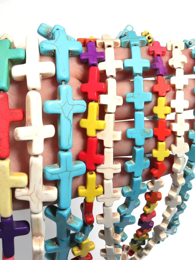 Louleur Anhänger, Kreuz-Charms, türkisfarbene Steinperlen, Bunt, Unisex - Bild 4
