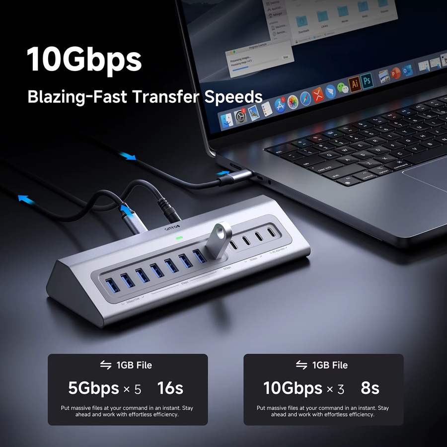 Gitfos 15-in-1 USB 3.2 Hub mit 10 Gbit/s und 7 USB-A 3.0 Anschlüssen für PC, Laptop und MacBook - Bild 4