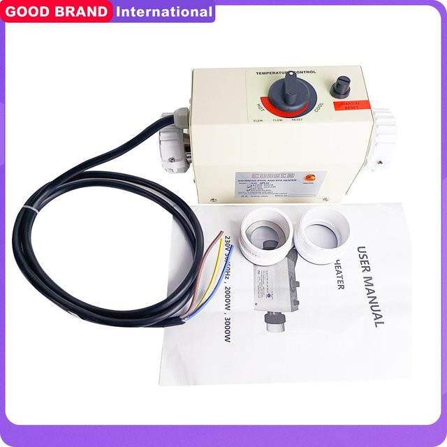 XMSJ Elektrischer Wassererhitzer mit Thermostat 3KW 220V für Pool, Whirlpool und Badewanne, Anschluss Metric 50mm - Bild 1