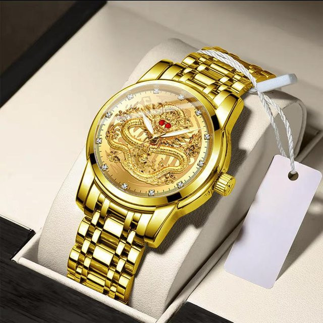 YIRAN Jewelry Armbanduhr, Quarz, Edelstahl, Gold, 40 mm, Herren - Bild 1