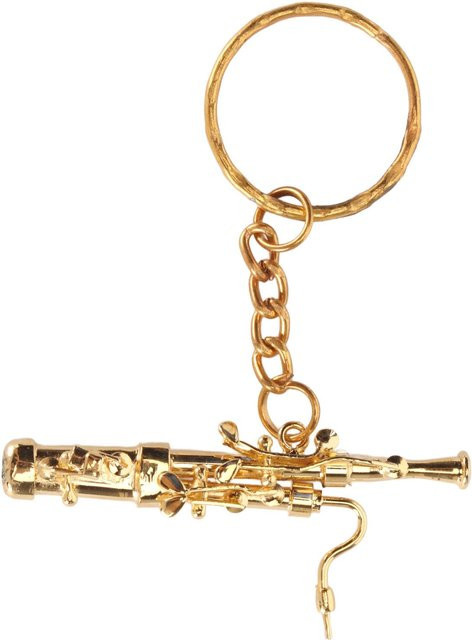 Schlüsselanhänger Mini Fagott Form, Messing, Gold beige, Unisex - Bild 1