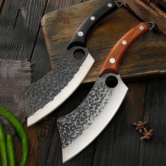 GuanQi Geschmiedetes Metzger-Küchenmesser aus Edelstahl mit Holzgriff und Full Tang Design - Bild 1