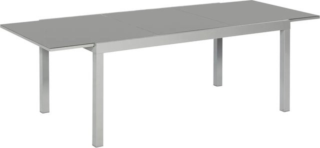 Merxx Gartentisch Semi ausziehbar aus Aluminium und Sicherheitsglas in Silberfarben B/T/H: 99,5 x 75,5 x 180 cm - Bild 1