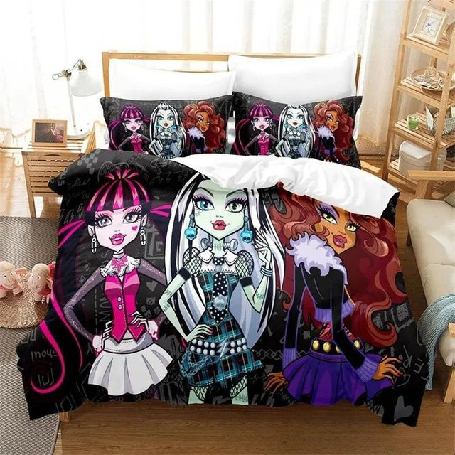 Bettwäsche-Set Personality Monster Cartoon aus Mikrofaser-Polyester, Mehrfarbig, Inhalt: 1 Bettbezug und 2 Kissenbezüge, Maße: Breite: 70 cm, Länge: 133 cm - Bild 1