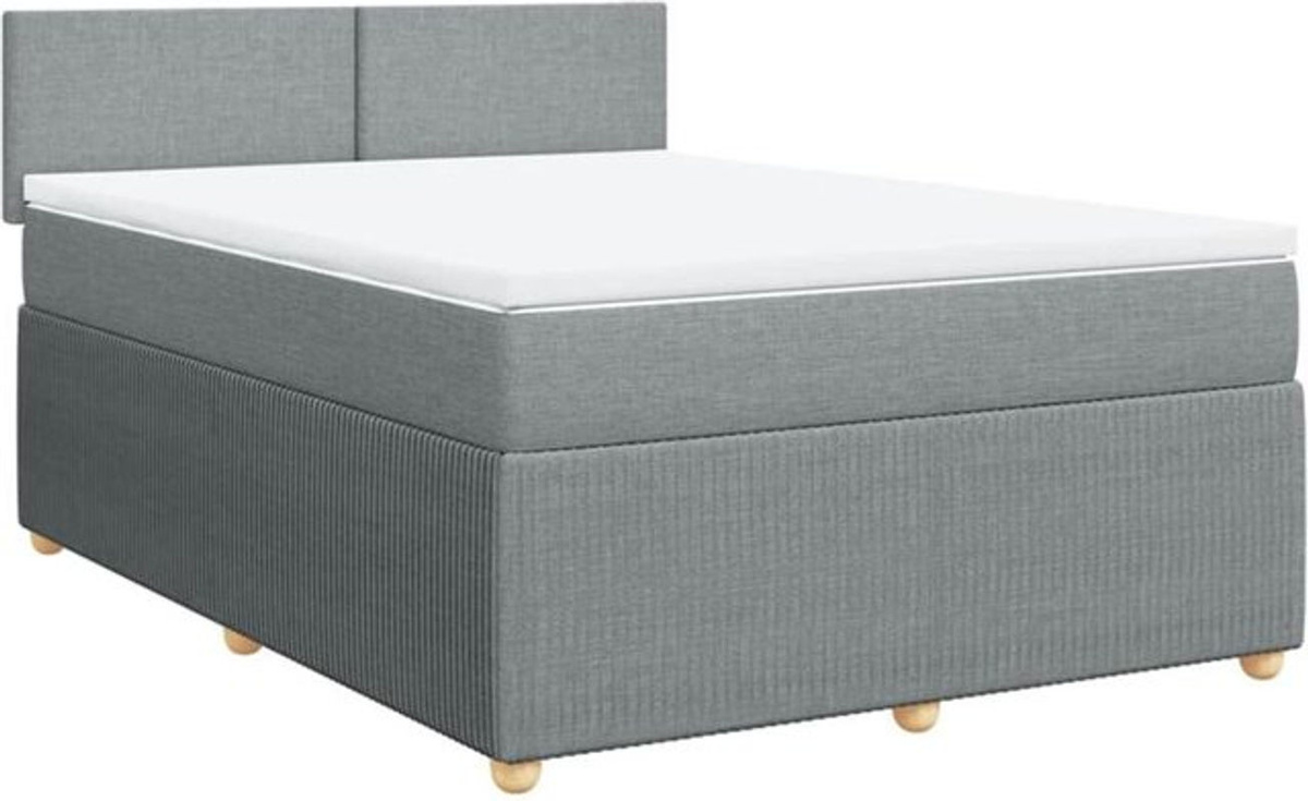 vidaxl Boxspringbett mit Matratze in Grau und Weiß aus Stoff und Holzwerkstoff, B/T/H: 160 x 200 x 100,5 cm - Bild 1