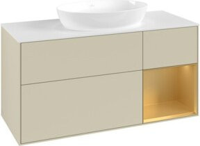 V&B Waschtischunterschrank Finion in Silber mit Goldgriffen, Breite: 120 cm, Tiefe: 50,1 cm, Höhe: 50,1 cm - Bild 1