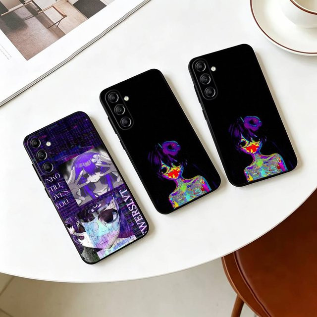 S-Sewerslvt Anime Handyhülle aus weichem Silikon für Samsung Galaxy A73, A72, A71, A70, A53, A52, A51 in Lila und Schwarz - Bild 1