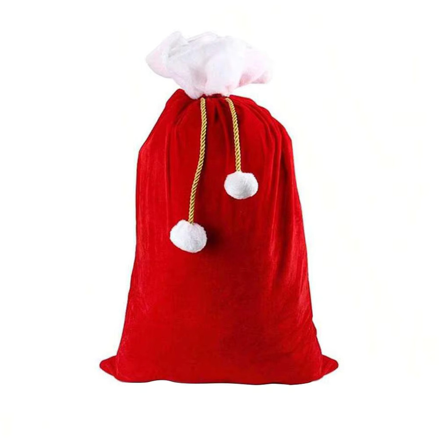 Rote Weihnachts-Geschenktüten aus Samt mit Kordelzug im Weihnachtsmann-Design - Bild 7