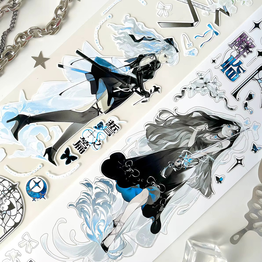 Shengqi Washi Tape Dark Forest Girl Anime-Charakter Aufkleber aus PET für Scrapbooking und Junk Journal, Mehrfarbig - Bild 2