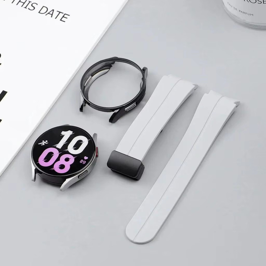 Samsung Uhrenarmband mit Hülle, Silikon, Weiß, Unisex - Bild 1