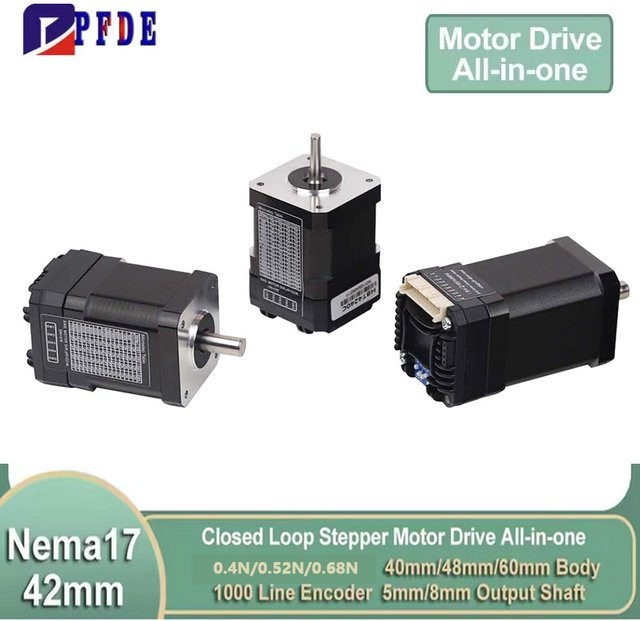 Nema17 Schrittmotor mit geschlossenem Regelkreis und integriertem Antrieb, All-in-One Hybrid-Servomotor mit Encoder, DC24–48 V, 0,4 Nm–0,68 Nm - Bild 1