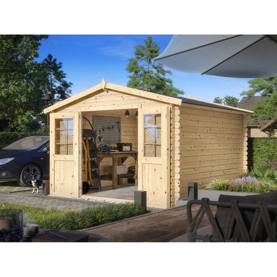 Woodtex Gartenhaus Blockbohlenhaus Houston CA2875, braun, 28 mm Bohlenstärke, B: 277,2 cm, T: 225,5 cm, H: 277,2 cm - Bild 2