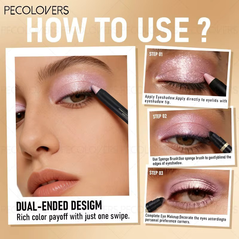 PECOLOVERS Doppelseitiger Lidschattenstift und Augen-Highlighter, Unisex - Bild 3