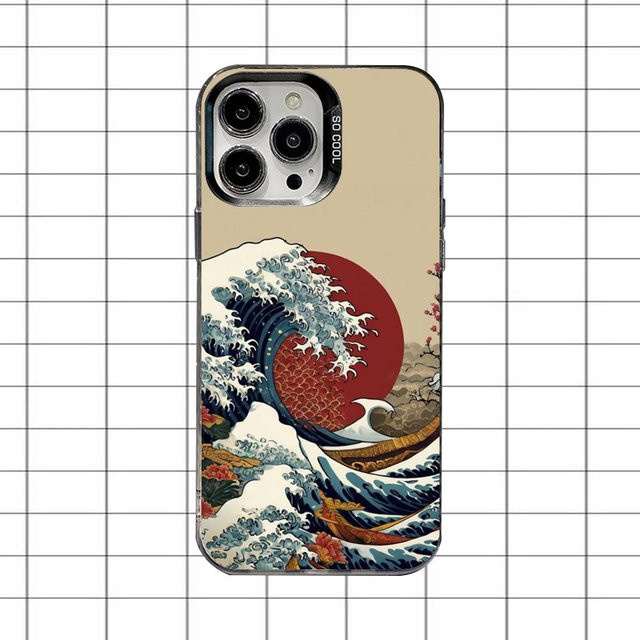 Handyhülle Große Welle vor Kanagawa für Apple iPhone in Schwarz Matt mit Anti-Fall Schutz - Bild 1