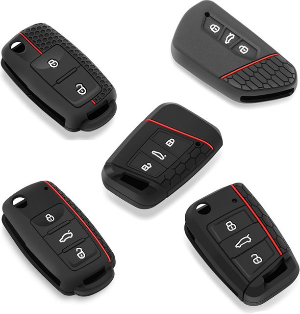 Schutzhülle für Autoschlüssel als Ersatzgehäuse für Volkswagen VW Polo Golf Passat Tiguan Käfer Caddy T5 Up Eos und Skoda Octavia Seat Leon Altea in Schwarz - Bild 1