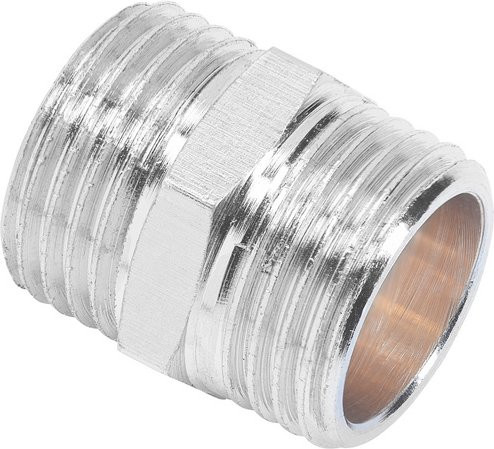 Cornat Doppelnippel aus Messing in Silber, 1/2 Zoll - Bild 1