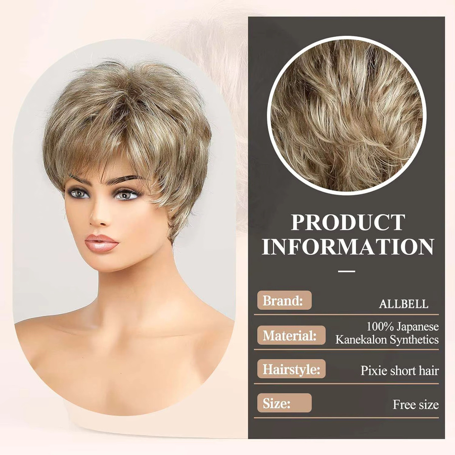 HAIRCUBE Pixie-Perücke, hellblond, kurz, mit Pony, Damen - Bild 2