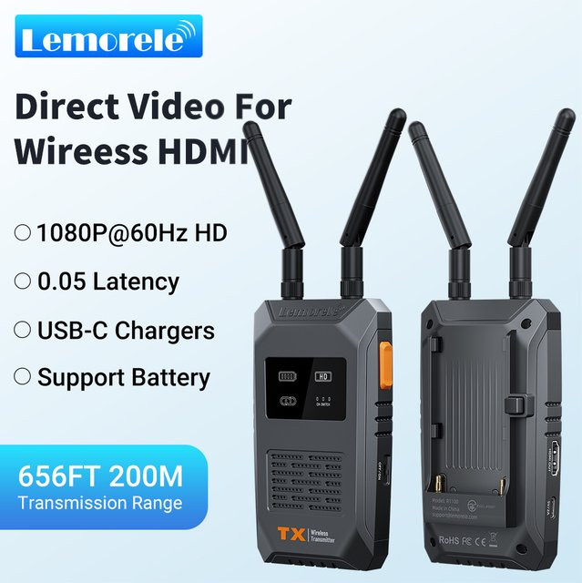 Lemorele 5G Wireless HDMI Sender und Empfänger Full HD 1080P Video Transceiver Schwarz mit geringer Latenz für Kamera, Laptop, PC und TV sowie APP-Vorschau - Bild 1