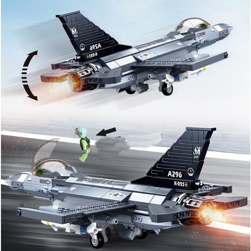 Yiran toy 0891 Militär F16 Kampfjet Flugzeug Baustein Set 521 Teile - Bild 3