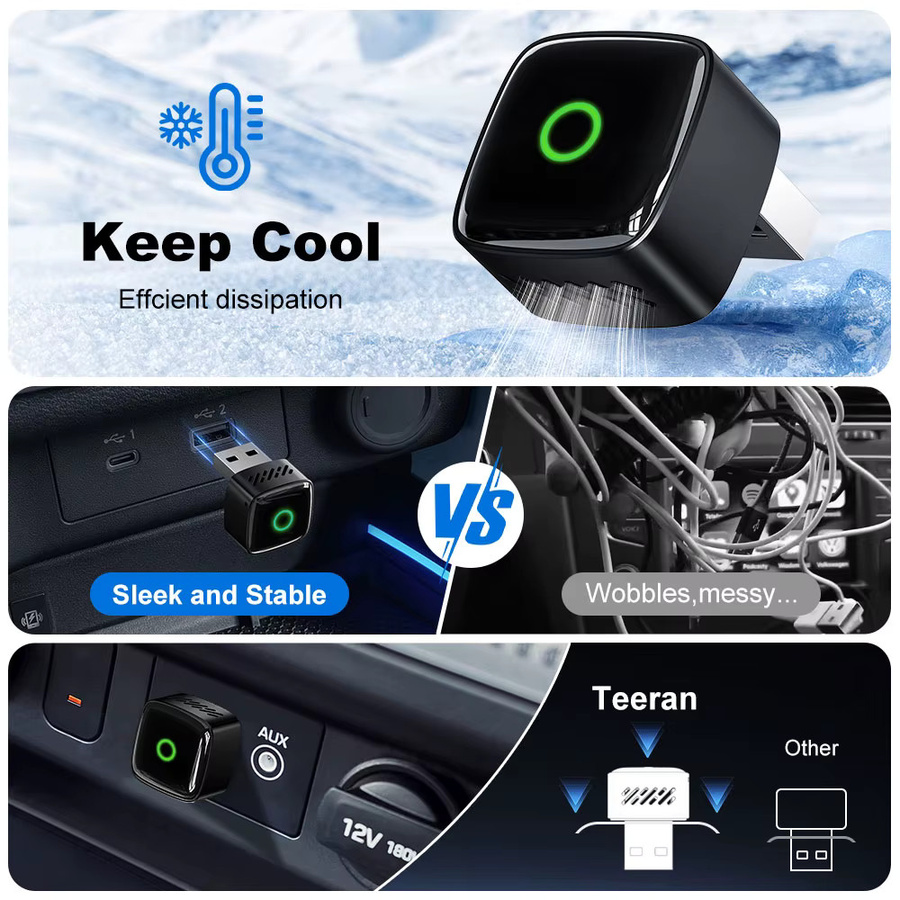 Wooboobox 2-in-1 Kabelloser CarPlay und Android Auto Adapter mit Aluminiumgehäuse in Schwarz, 5GHz USB Plug & Play Dongle für iPhone und Android - Bild 5