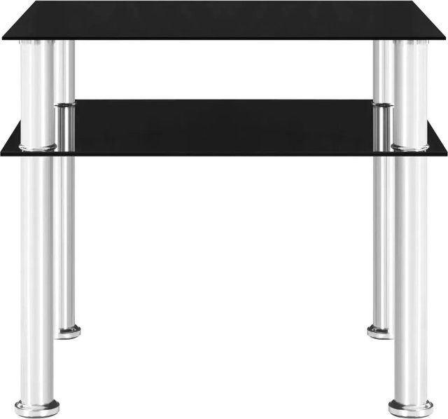 vidaXL Beistelltisch aus Glas und Edelstahl in Schwarz, B/T/H: 50 x 45 x 45 cm - Bild 1