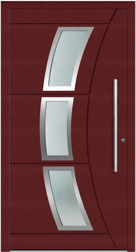 KNOCK Aluminium-Haustür Terra Nova in Purpur-Rot mit Glaseinsatz und RC2-Schutz - Bild 1